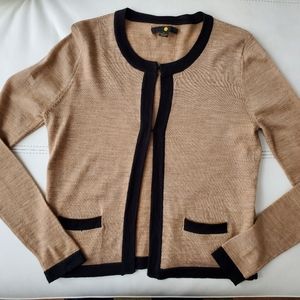 Boden black and tan merino wool cardigan